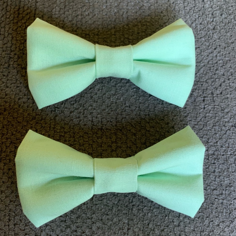 NWOT Two Boys Mint Bowties w/clasps